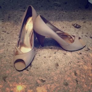 Cream Peep Toe Heels